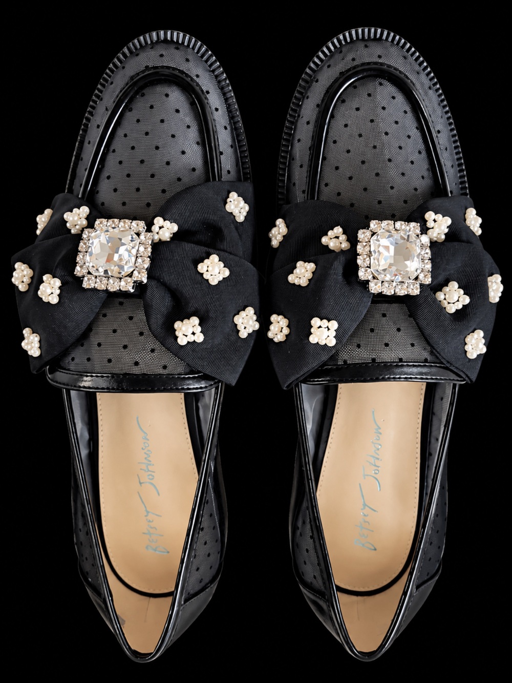 Betsey Johnson SB-Seth Black Embellished Loafers – Size 10